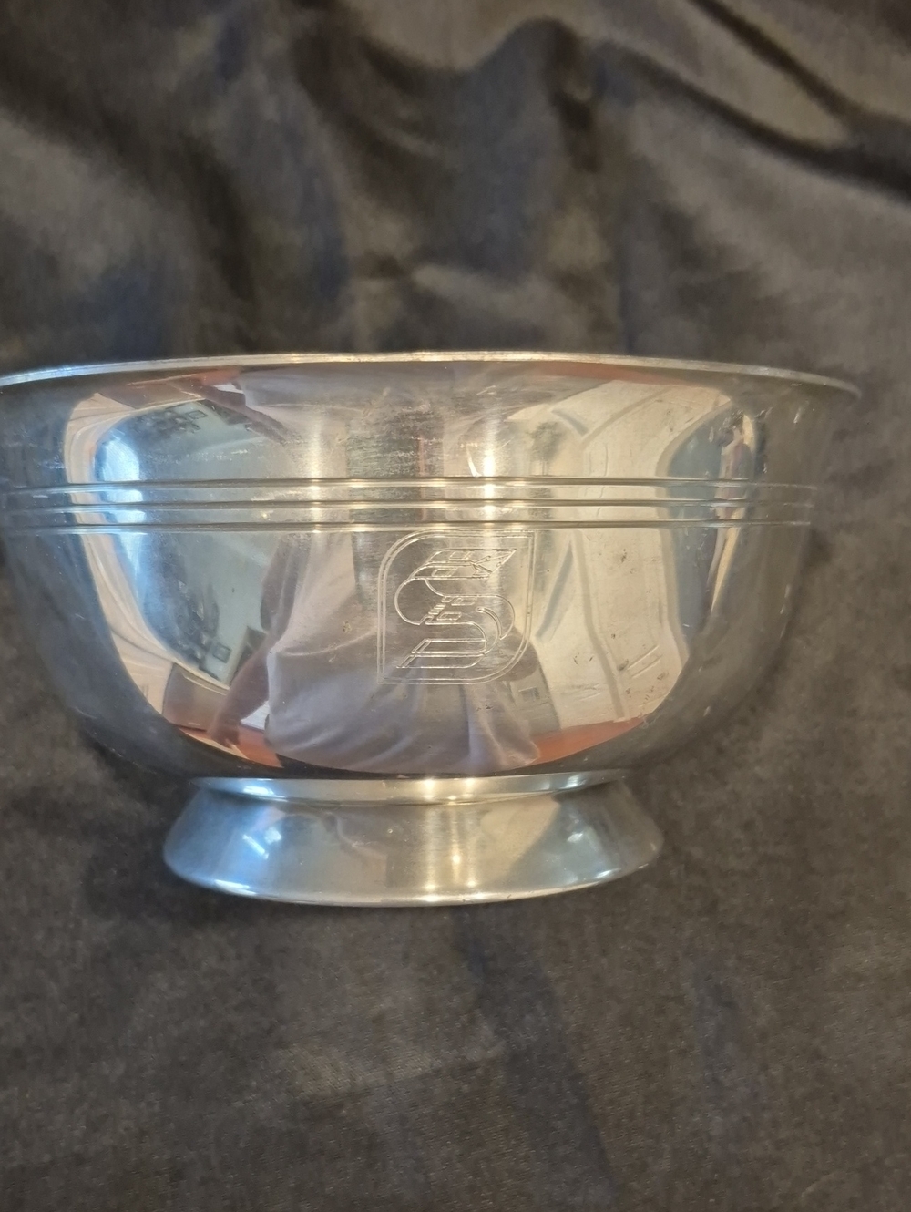 Paul Revere Jostens Pewter Serving Bowl 7 Inch Serving Bowl With S Initial
